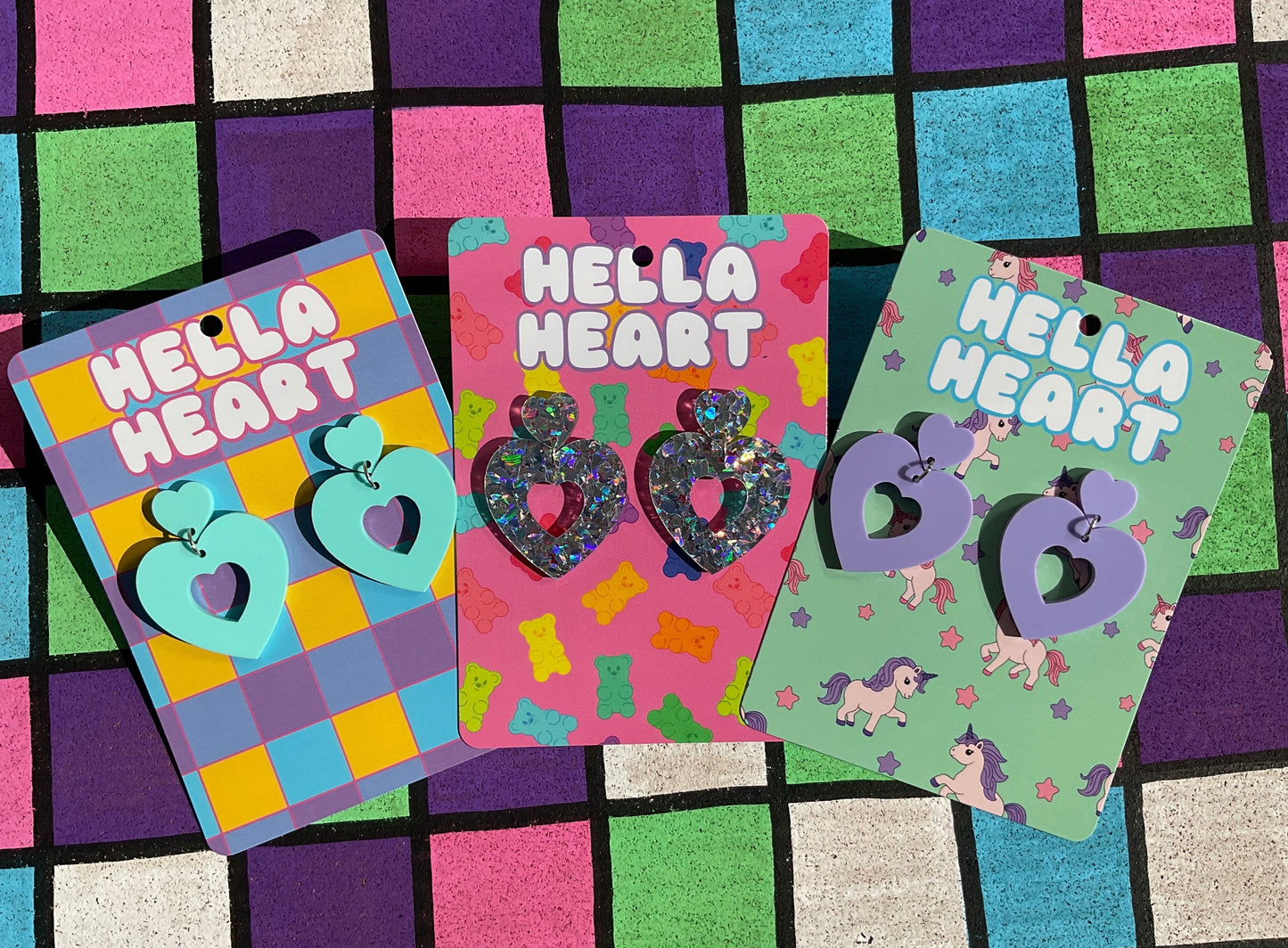 Sweet Heart Dangles ~ Holographic